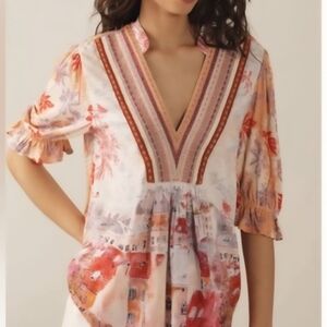 Elegant V-Neck Floral Blouse - Multicolor